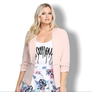 Light Pink RUCHED SLEEVE BLAZER